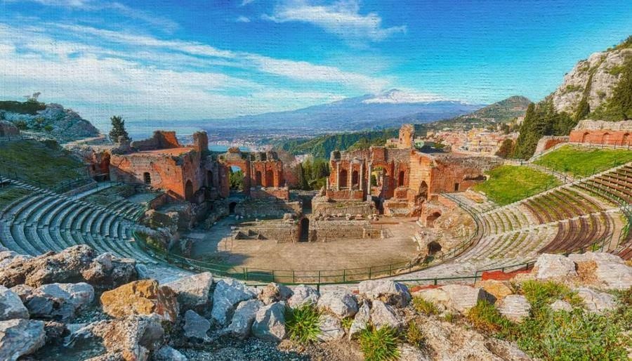 Taormina - antické divadlo, Itálie - Sicílie